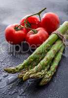 asparagus, tomatoes