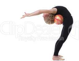 Flexible little girl posing with gymnastic ball