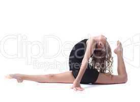 Image of cute athletic girl posing on split