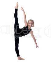 Image of flexible little girl doing vertical split