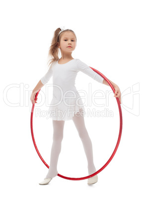 Image of cute young athlete on art gymnastics