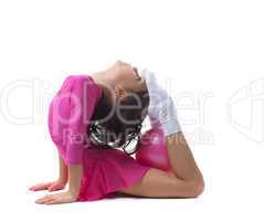 Flexible little girl doing gymnastic ring