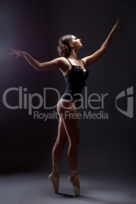 Inspired sexy slim woman dancing on pointes