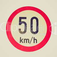 Retro look Speed limit sign