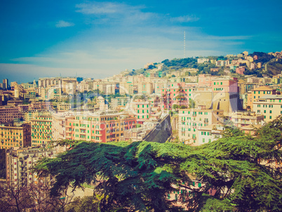 Retro look View of Genoa Italy