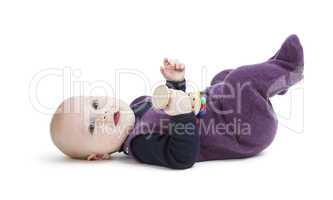 playful toddler isolated on white background