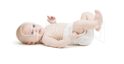 baby in diaper isolated on white background
