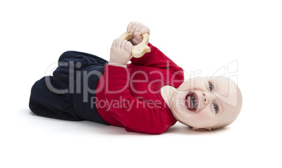 happy toddler laughing on floor