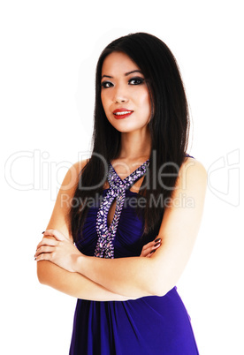 girl in purple dress.