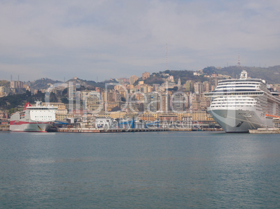 View of Genoa Italy from the sea