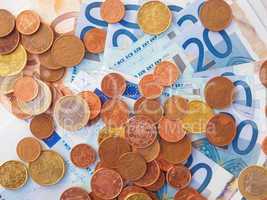 Euros coins and notes