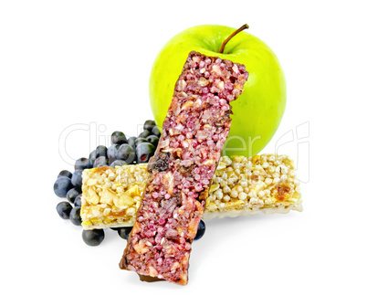 Granola bar two with blueberries and apple
