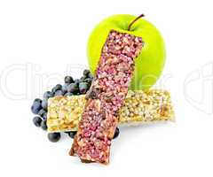 Granola bar two with blueberries and apple