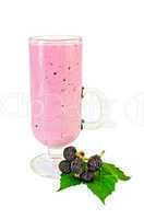 milkshake in goblet of blackberry and leaf