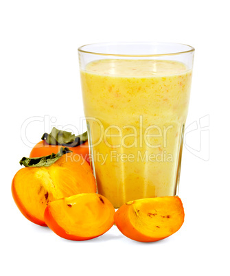 milkshake with persimmon slices in a glass
