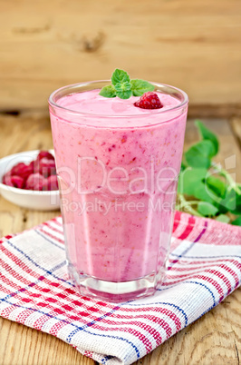 milkshake with raspberries on board