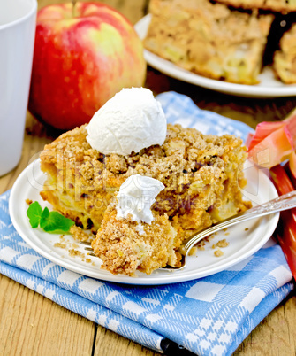 pie with ice cream and fork on chalkboard