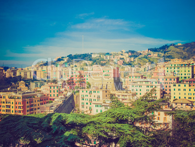 Retro look View of Genoa Italy