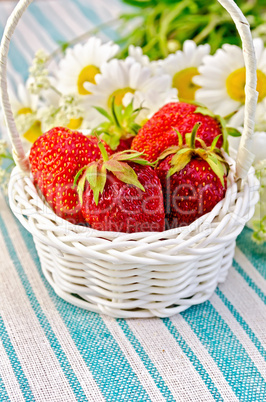 Strawberries in a basket on napkin