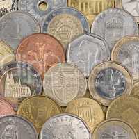 sammlung von münzen als hintergrund