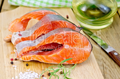 Trout with oil and salt on board