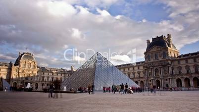 Louvre Museum. Paris, France. Time Lapse.