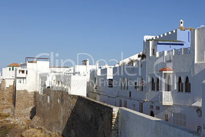 portuguese city wall in assila, morocco