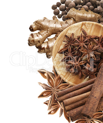 spices on a white background