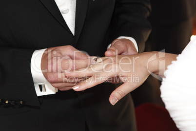 Hands of a bride and groom