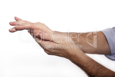 Man uses hand cream