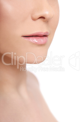 Woman in profile with open lips