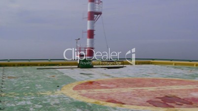 Offshore gas and oil production platform helipad