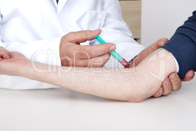 doctor with syringe treated patient