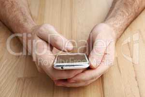 Man using mobile smart phone