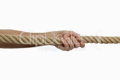 Man pulling a rope