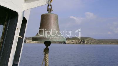 Ship bell on deck of commercial fishing boat