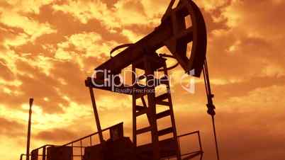 Oil industry equipment pump jack in motion