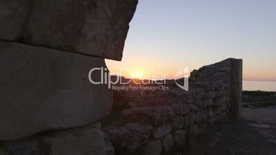 Dolly: Ancient Ruins of Tauric Chersonese at Sunset