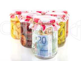 financial reserves money conserved in a glass jar