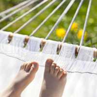 Relaxing kid on hammock