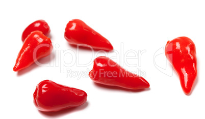 piri-piri hot peppers on white background