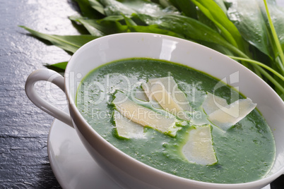 wild garlic soup with parmesan