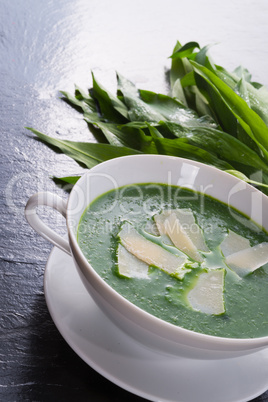 wild garlic soup with parmesan