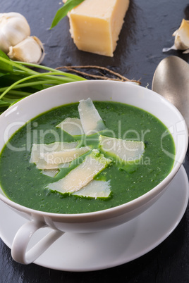 wild garlic soup with parmesan