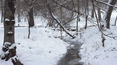 Winter Small Water Stream Landscape