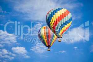 Beautiful Hot Air Balloons Against a Deep Blue Sky