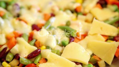 vegetables with molten cheese