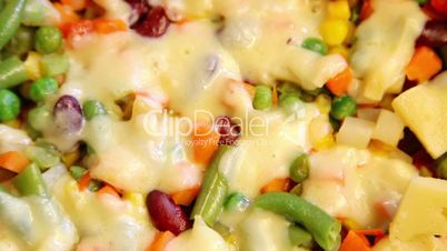vegetable mix with molten cheese