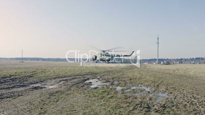 Military Operation. Soldiers jump out from Helicopter.