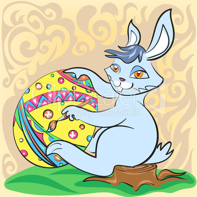 Easter bunny with big egg and brush